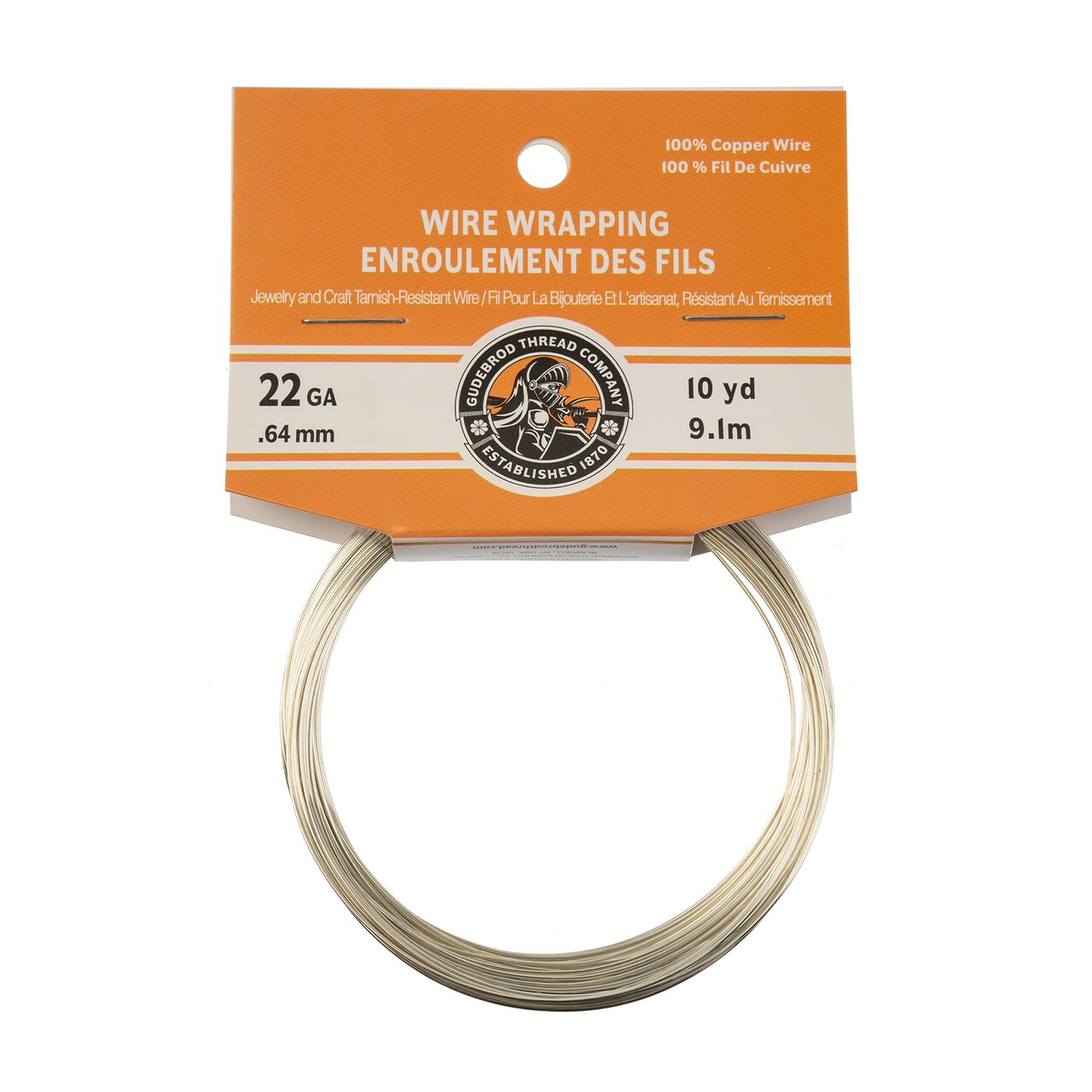 Gudebrod 22 Gauge Non-Tarnish Colored Copper Wire, 30ft. | Made in USA